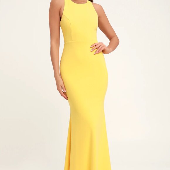 Lulus Power of Wow Yellow Backless Maxi Dress — Wedding, Prom, Formal - Picture 11 of 12